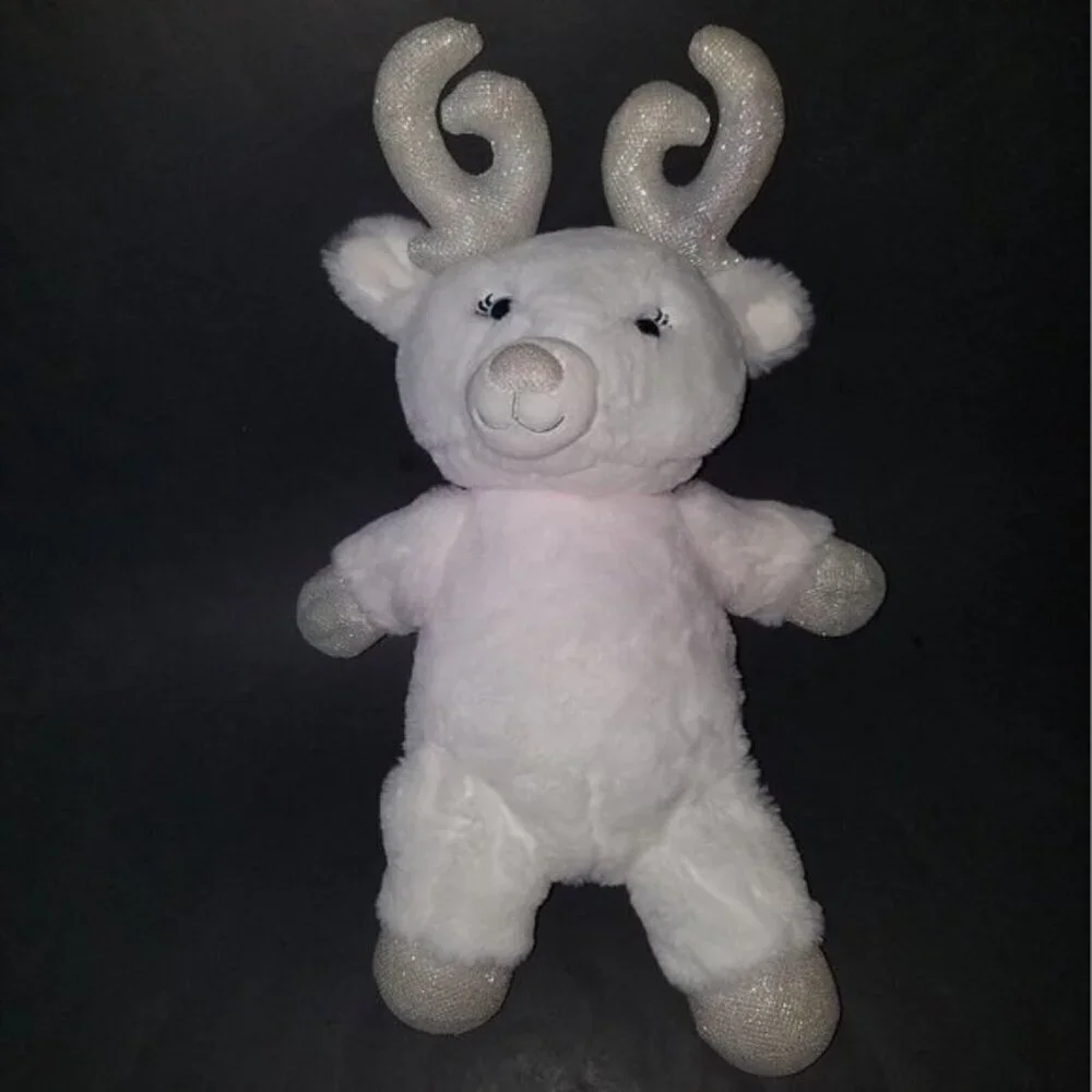 BABW White Silver Glitter Reindeer Plush 16